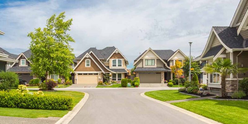 row of suburban houses