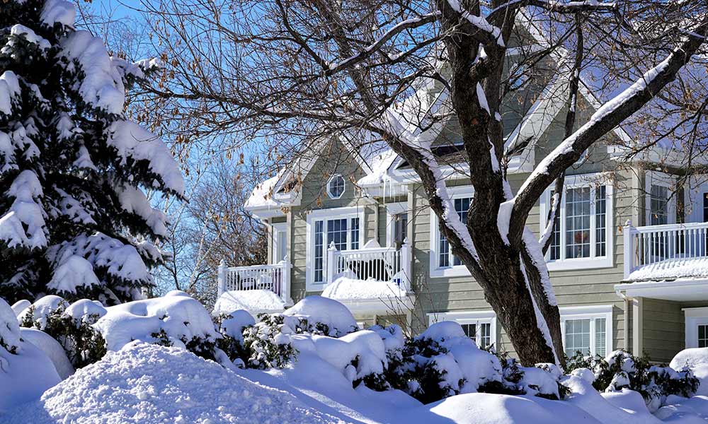 New England Home in winter