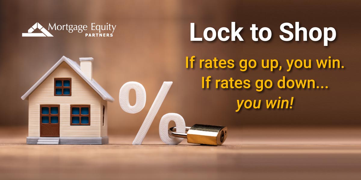 House with interest rate symbol and padlock