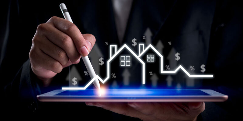 House hologram with hand pointing