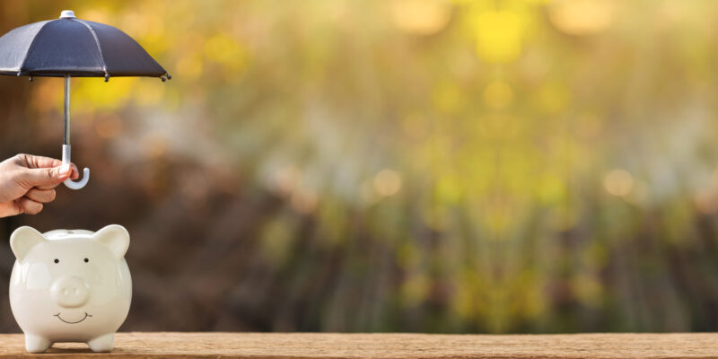 Piggy Bank with umbrella on top