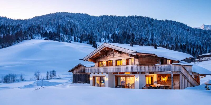 Winter House with Snow