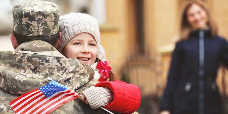 Child Hugging Military Parent