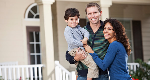 family with new home