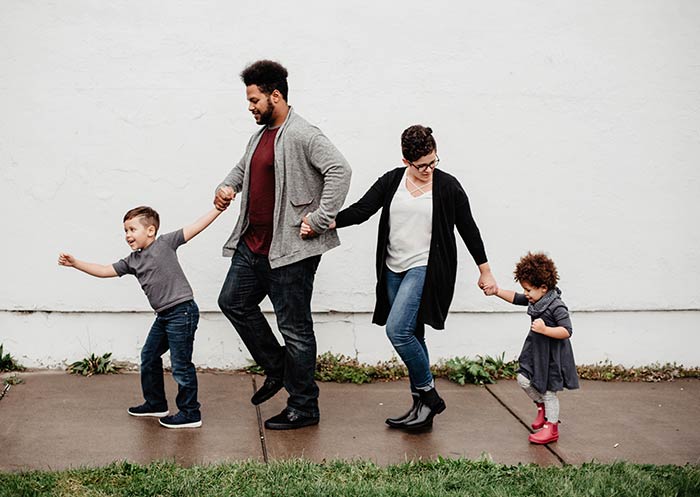 family on a walk